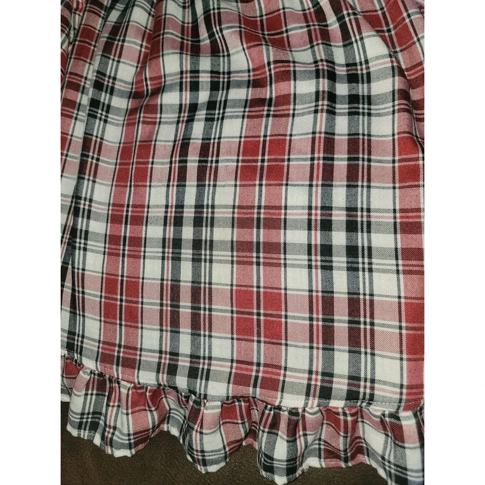 Disney red‎ plaid nightgown sleep pajamas mickey mouse ears size 5 6
